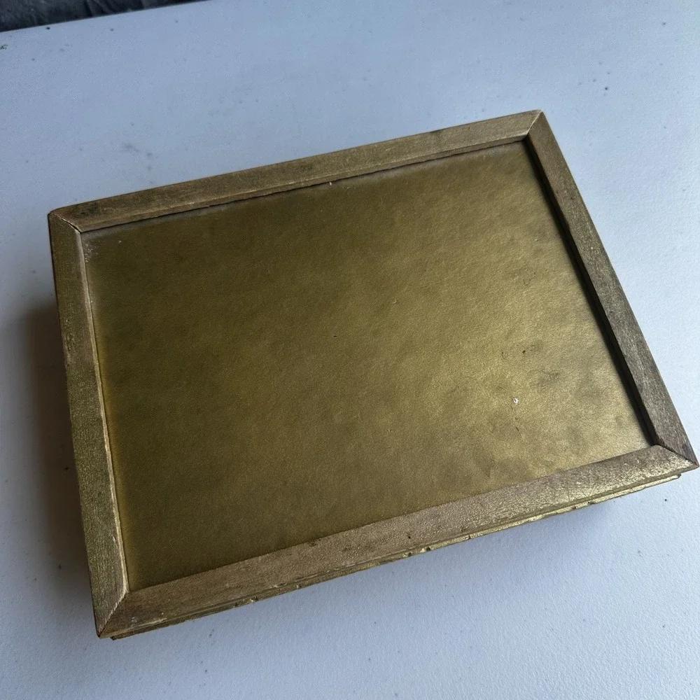 Vintage Wooden Jewelry Trinket Dresser Picture Frame Box Ornate Victorian Rococo